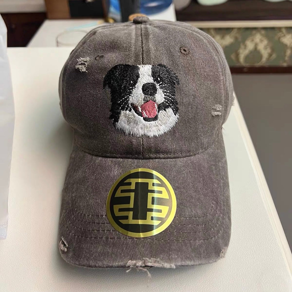 Personalized Pet Portrait Hat — Hand-Embroidered From Your Photo + Custom Name, Unique Gift for Him/Her