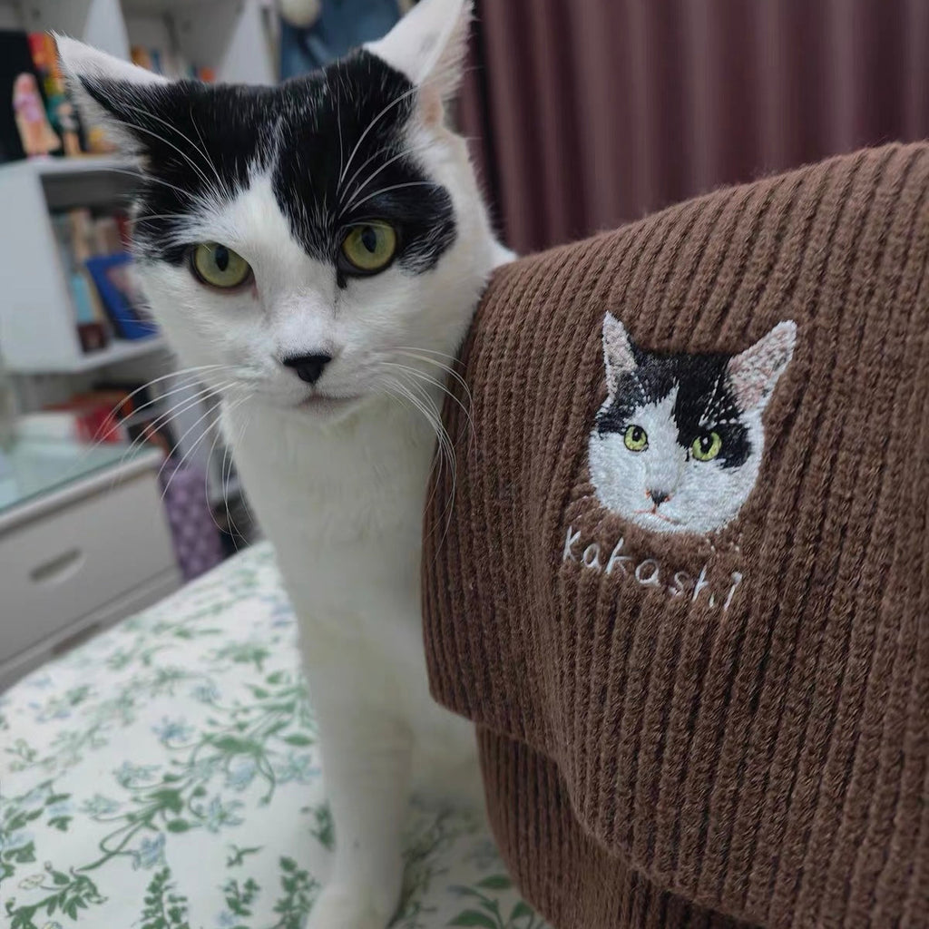 Custom Pet Portrait Embroidered Scarf | Wear Your Fur Baby Close