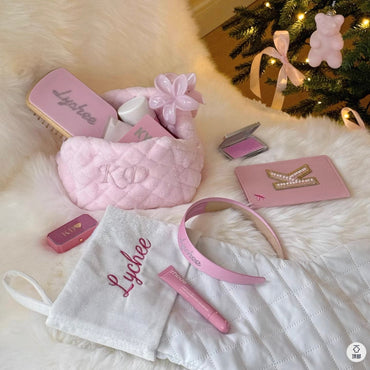 Personalized Custom Name Fluffy Plush Makeup Bag | Custom Cosmetic Organizer Toiletry Bag | Unique Thoughtful Gift for Her, Bridesmaids, Birthdays, Mother’s Day