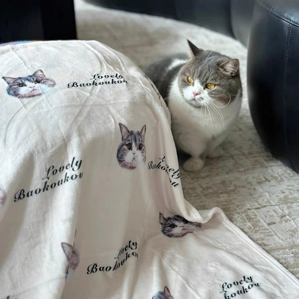 Custom Pet Photo Flannel Blanket | Personalized Dog & Cat Throw Blanket for Sofa Bed | Handmade Customized Gift for Pet Lovers & Memorial