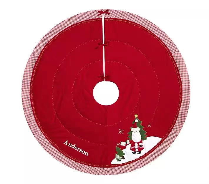 Personalized Christmas tree skirt with embroidered family name, Santa design – photo 5