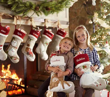 Personalized Christmas Stockings with Name, Embroidered Burlap Stocking, Custom Xmas Ornament for Family Decorations Holiday Gift