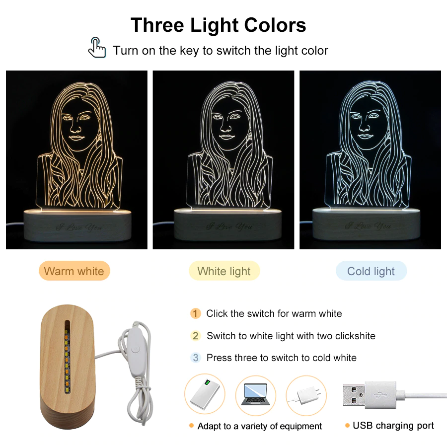 Custom Photo 3D Lamp, Bluetooth Music Player, Desk Lamp, Picture Night Light, Handmade, Personalized Birthday, Christmas Day Gifts Ideas