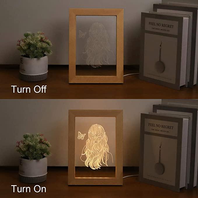 Custom Wooden Photo Frame LED Night Lamp, Creative Gift Photo Album, Personalized Handmade Picture Frame Light, Artistic Photo Table Lamp