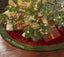 Personalized red velvet Christmas tree skirt with embroidered family name – photo 2