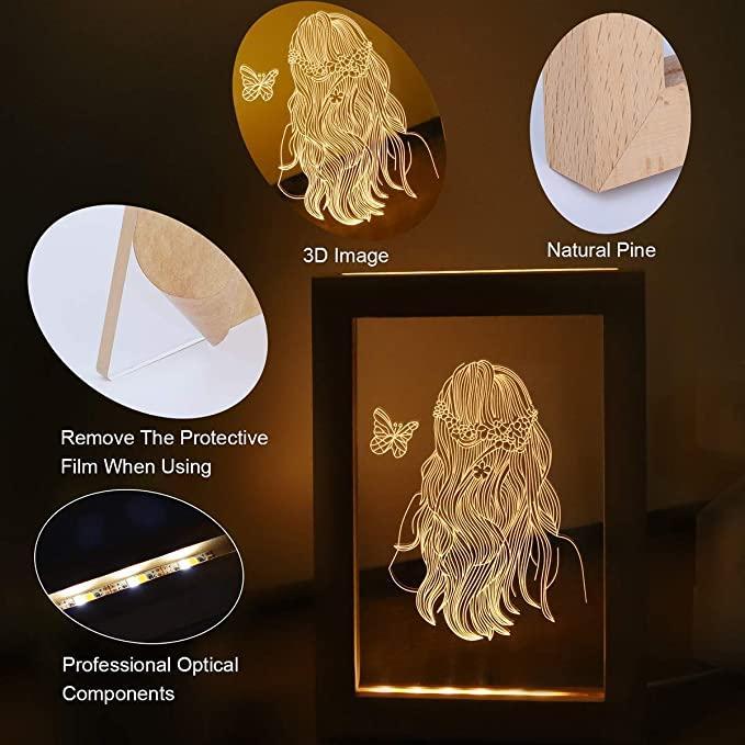 Custom Wooden Photo Frame LED Night Lamp, Creative Gift Photo Album, Personalized Handmade Picture Frame Light, Artistic Photo Table Lamp