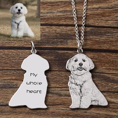 Personalized Your Pet Photo Necklace With Name, Custom Sterling Silver Cat Dog Picture Necklace, Pet Memorial Gift, Pet Lover Gift