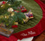 Personalized red velvet Christmas tree skirt with embroidered family name – photo 9
