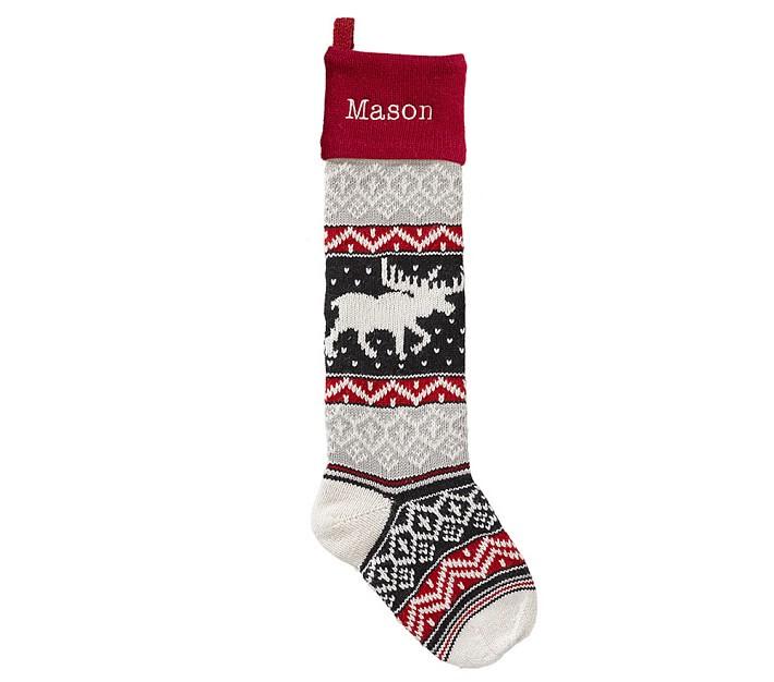 Custom Fair isle Christmas Stocking, Natural Knit Stocking, Family stockings, Old Fashioned Stocking Decors for Holiday, Xmas Ornaments