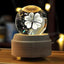 3D Crystal Ball Music Box (4.0"W * 5.1"H), Luminous Rotating Musical Box with Projection LED Light and Wood Base, Best Gift for Birthday, for Girls
