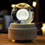 3D Crystal Ball Music Box (4.0"W * 5.1"H), Luminous Rotating Musical Box with Projection LED Light and Wood Base, Best Gift for Birthday, for Girls