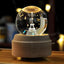 3D Crystal Ball Music Box (4.0"W * 5.1"H), Luminous Rotating Musical Box with Projection LED Light and Wood Base, Best Gift for Birthday, for Girls