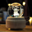 3D Crystal Ball Music Box (4.0"W * 5.1"H), Luminous Rotating Musical Box with Projection LED Light and Wood Base, Best Gift for Birthday, for Girls