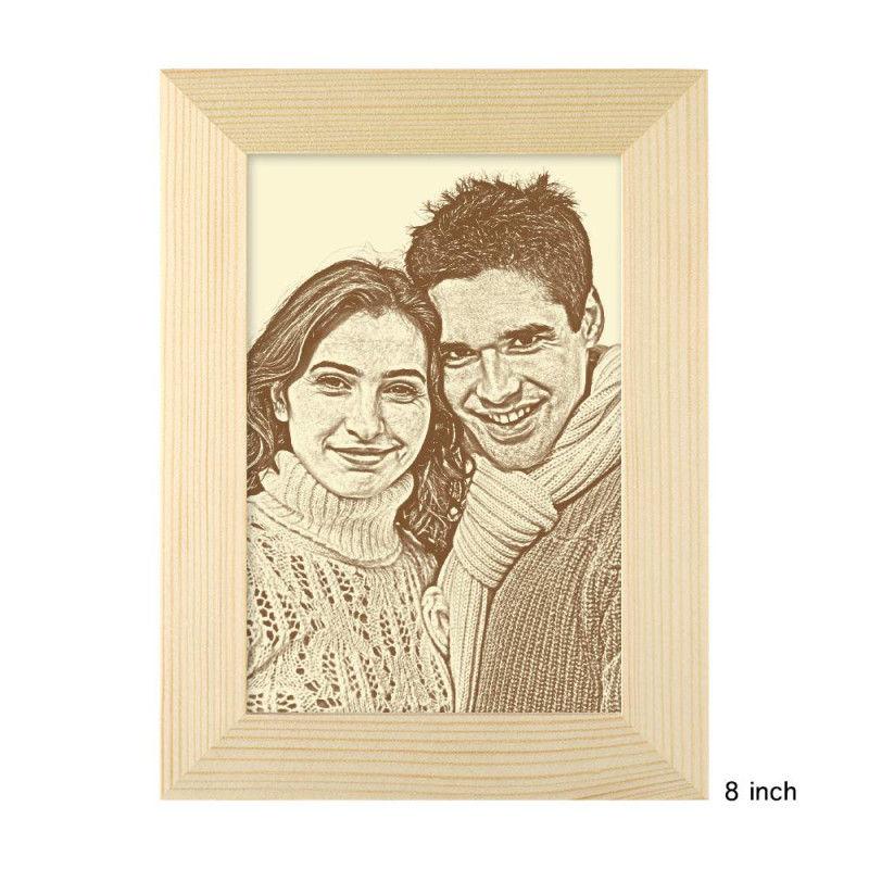 Personalized Woodcut Photo Frame, Self Portrait Wooden Photo Frame, Birthday Present Wedding Anniversary Gift Valentine's Day Gift