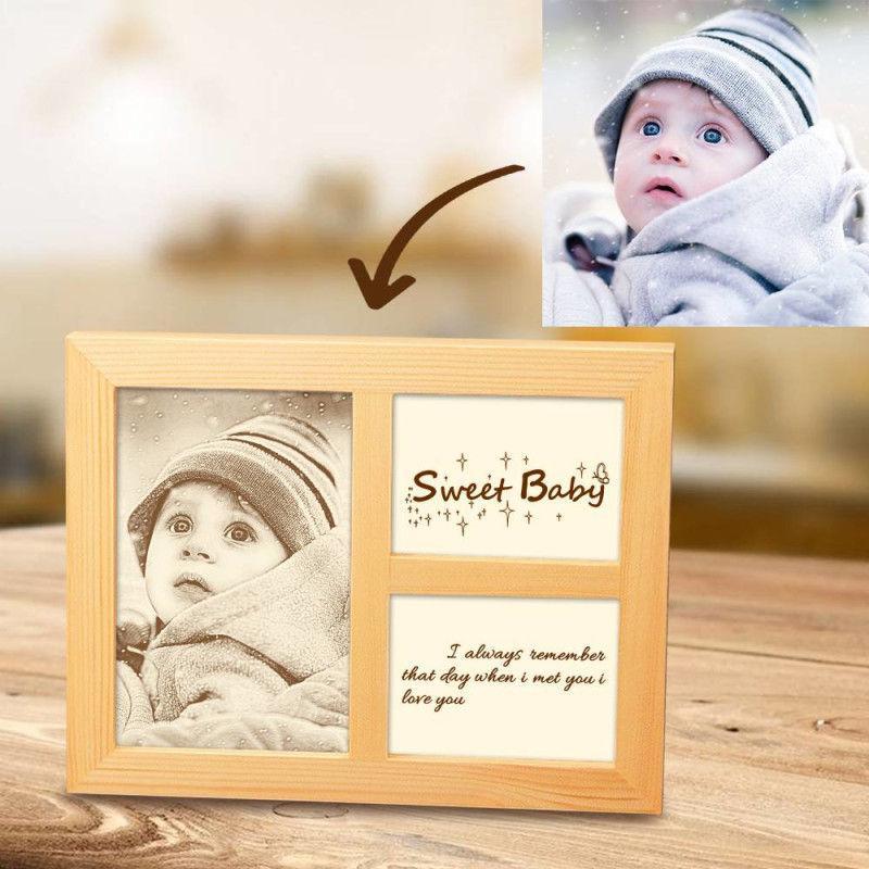 Personalized Woodcut Photo Frame, Self Portrait Wooden Photo Frame, Birthday Present Wedding Anniversary Gift Valentine's Day Gift
