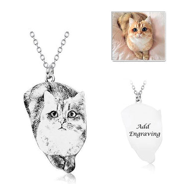 Personalized Your Pet Photo Necklace With Name, Custom Sterling Silver Cat Dog Picture Necklace, Pet Memorial Gift, Pet Lover Gift