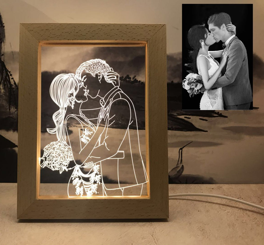 Custom Wooden Photo Frame LED Night Lamp, Creative Gift Photo Album, Personalized Handmade Picture Frame Light, Artistic Photo Table Lamp