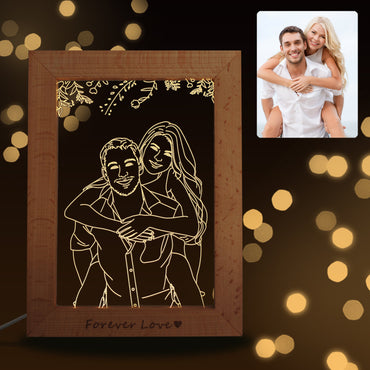 Custom Wooden Photo Frame LED Night Lamp, Creative Gift Photo Album, Personalized Handmade Picture Frame Light, Artistic Photo Table Lamp