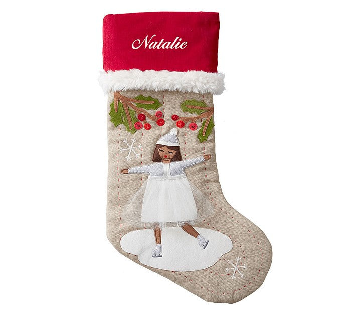 Personalized Christmas Stockings with Name, Embroidered Burlap Stocking, Custom Xmas Ornament for Family Decorations Holiday Gift