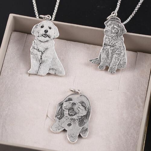 Personalized Your Pet Photo Necklace With Name, Custom Sterling Silver Cat Dog Picture Necklace, Pet Memorial Gift, Pet Lover Gift